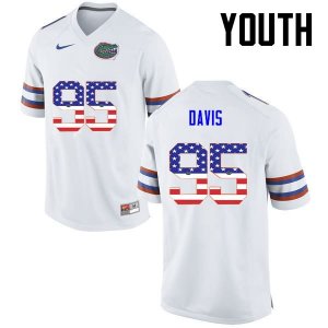 Youth Florida Gators #95 Keivonnis Davis NCAA Nike White USA Flag Fashion Authentic Stitched College Football Jersey AEB3762LU